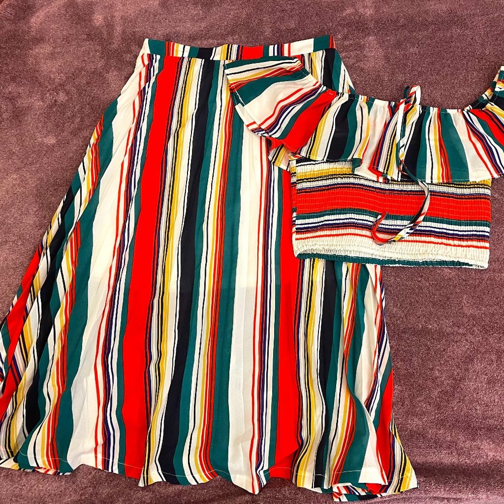 crop top and midi skirt set